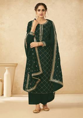 Green embroidered georgette salwar 1