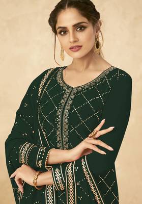 Green embroidered georgette salwar 2
