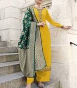 Yellow embroidered georgette salwar