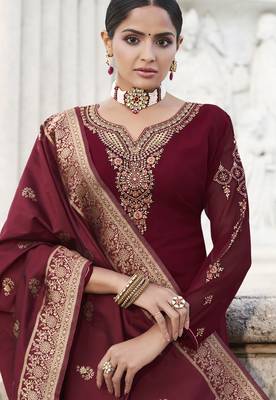 Maroon embroidered georgette salwar 2