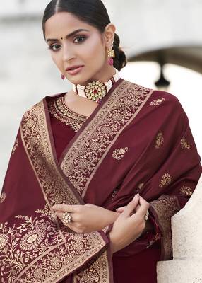 Maroon embroidered georgette salwar 3