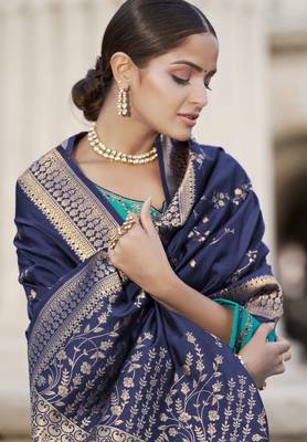 Aqua-blue embroidered georgette salwar 3