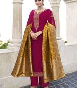 Rani-pink embroidered georgette salwar
