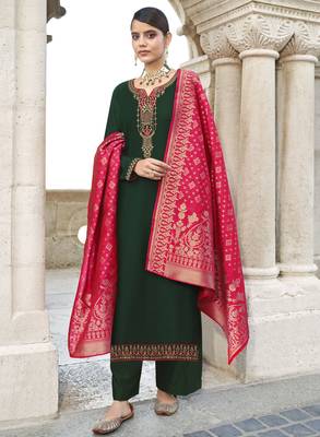 Green embroidered georgette salwar 1