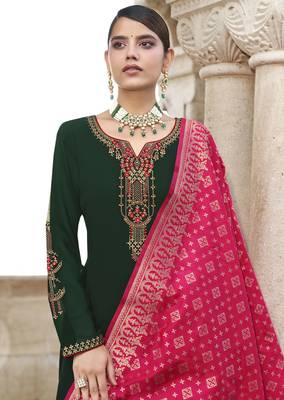 Green embroidered georgette salwar 2