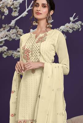 Yellow embroidered georgette salwar 2