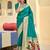Green woven banarasi silk saree with blouse