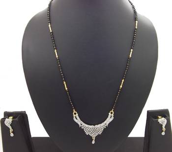 Gold american diamond mangalsutra 1
