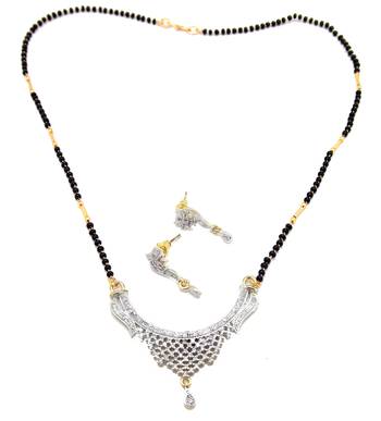 Gold american diamond mangalsutra 2