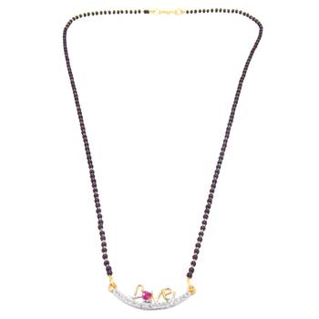 Gold american diamond mangalsutra 2