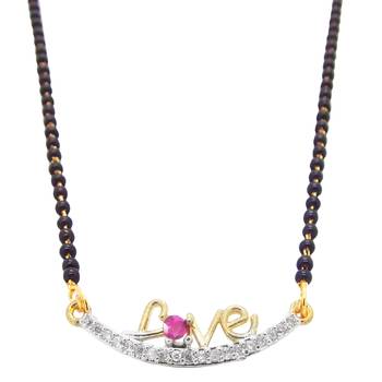 Gold american diamond mangalsutra 3