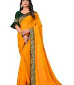 Yellow Plain Georgette Saree With Blouse