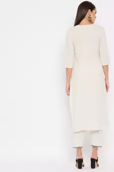 Off-white embroidered cotton salwar