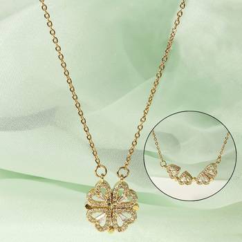 2 IN 1 Gold diamond Magnetic Love necklaces perfect for gift 2