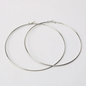 Classic Large Sized Silver hoops to be BOLD 2