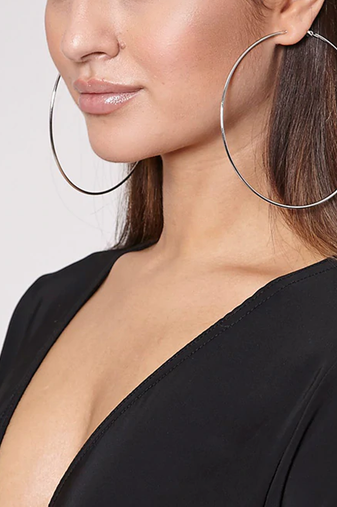  Classic large sized silver hoops to be bold