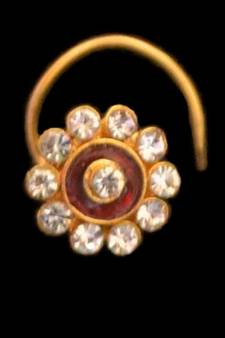 Designer Meenakari Stone Gold nose-ring or Nose Pin