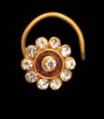 Designer Meenakari Stone Gold nose-ring or Nose Pin