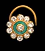 Designer Meenakari Stone Gold nose-ring or Nose Pin