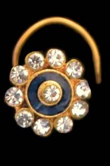 Designer Meenakari Stone Gold nose-ring or Nose Pin