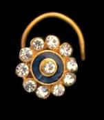 Designer Meenakari Stone Gold nose-ring or Nose Pin