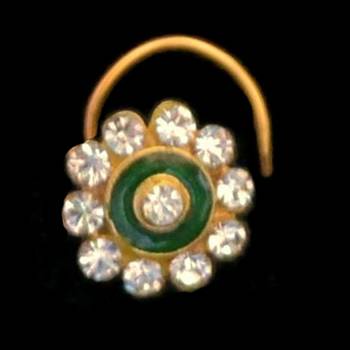 Designer Meenakari Stone Gold nose-ring or Nose Pin 1