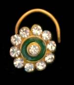 Designer Meenakari Stone Gold nose-ring or Nose Pin