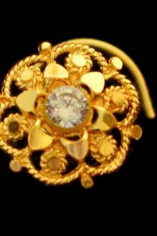 Designer Gold Plated cubic zirconia nose ring or nose pin