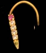 Designer Gold Plated cubic zirconia nose ring or nose pin