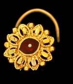 Designer Meenakari Stone Gold nose-ring or Nose Pin