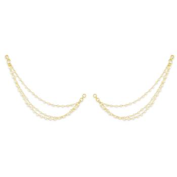 Designer 3 Line Pearl Earchain or Ear Support Earrings pearl hair-accessories 1