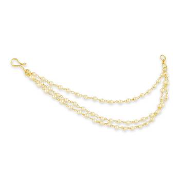 Designer 3 Line Pearl Earchain or Ear Support Earrings pearl hair-accessories 2
