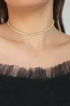 Gold diamond Adjustable Choker necklaces 	