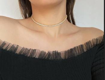  Gold diamond adjustable choker necklaces 1