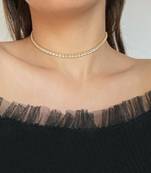  Gold diamond adjustable choker necklaces