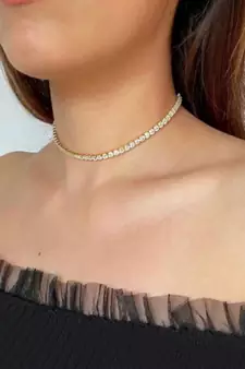  Gold diamond adjustable choker necklaces