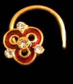 Designer Meenakari Stone Gold nose-ring or Nose Pin