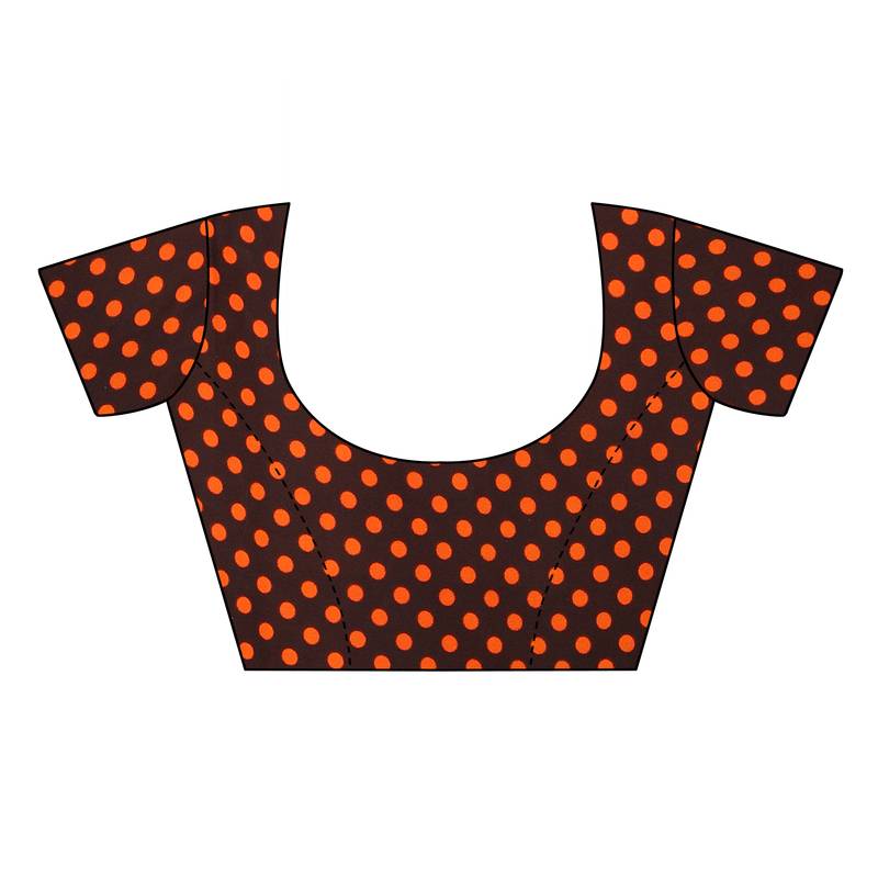 Brown Printed Georgette Saree With Blouse