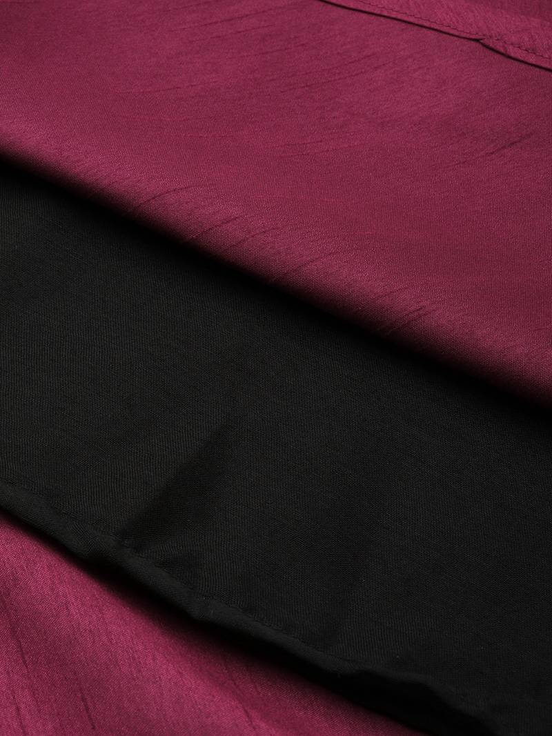 Ahalyaa Women Navy Blue & Magenta Ethnic silid Maxi Dress + printed kurta