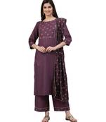 Purple printed viscose rayon combo-kurtis
