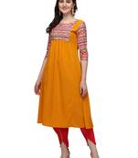 Orange printed crepe kurtas-and-kurtis