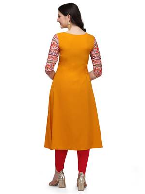 Orange printed crepe kurtas-and-kurtis 2