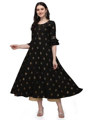 Black printed crepe kurtas-and-kurtis 1