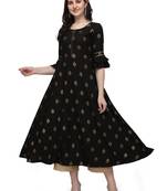 Black printed crepe kurtas-and-kurtis