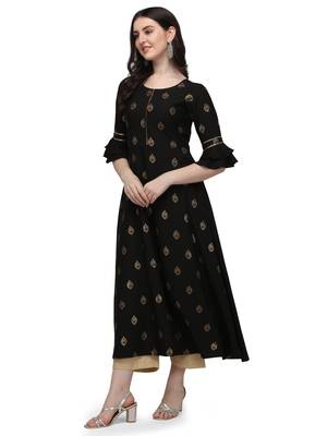 Black printed crepe kurtas-and-kurtis 3