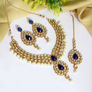 Blue pearl necklace-sets 1
