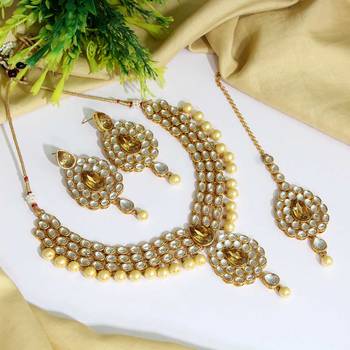 Gold pearl necklace-sets 1