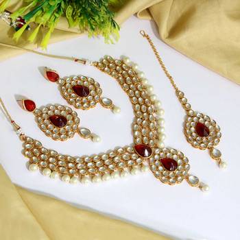 Maroon pearl necklace-sets 1