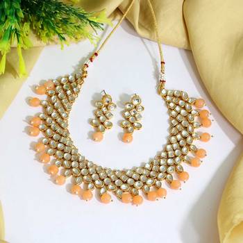 Orange pearl necklace-sets 1
