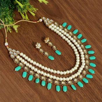 Green pearl necklace-sets 1